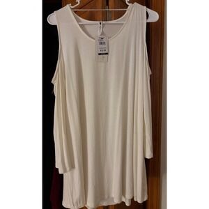 Cable & Gauge Cold Shoulder Tunic Top Casual Comfy Ivory XL New with Tags